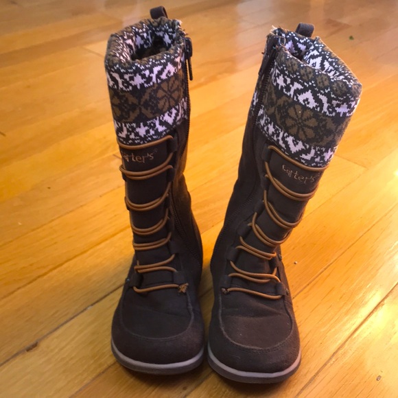 Carter’s, Baby Girl, Brown and Pink Winter Boots, size 7 - Picture 2 of 3